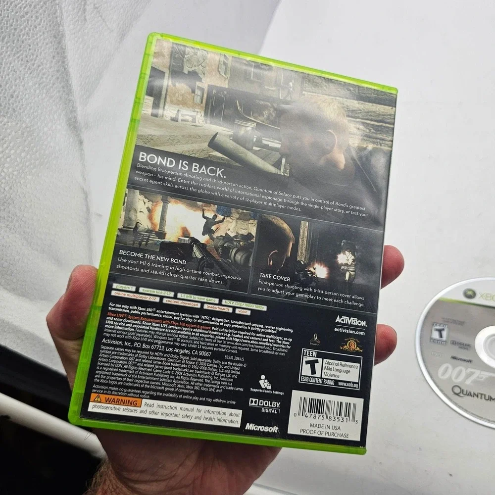 James Bond 007 Quantum Of Solace Xbox 360 Video Game Activision T Shooter Action